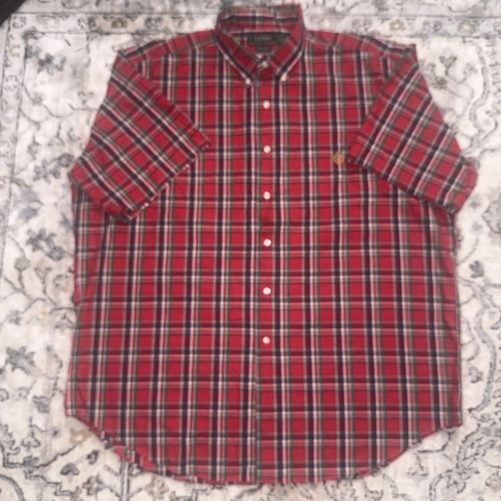 Vintage 90's Polo Ralph Lauren Cotton Plaid Button Up Shirt Size XL Green Label